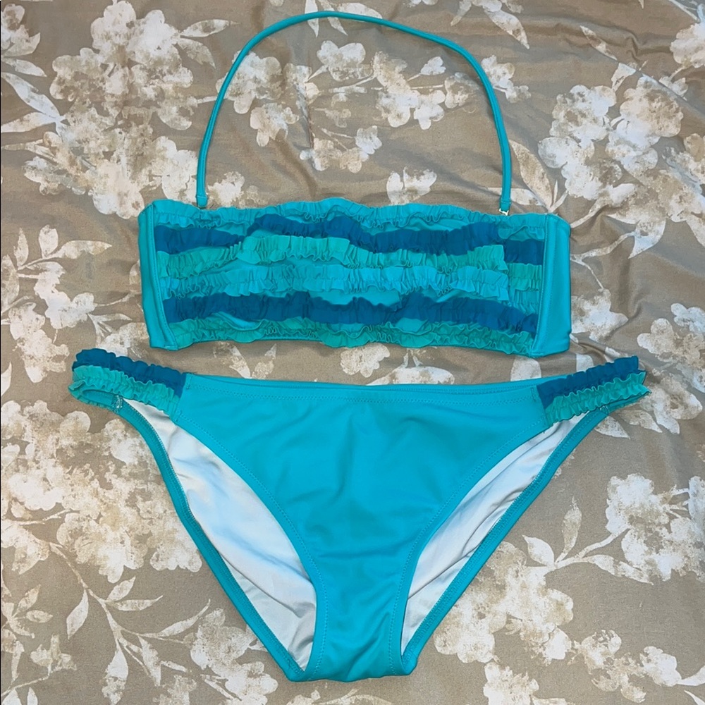 Victoria's Secret Vintage Ruffle Bandeau Bikini Set Size Large